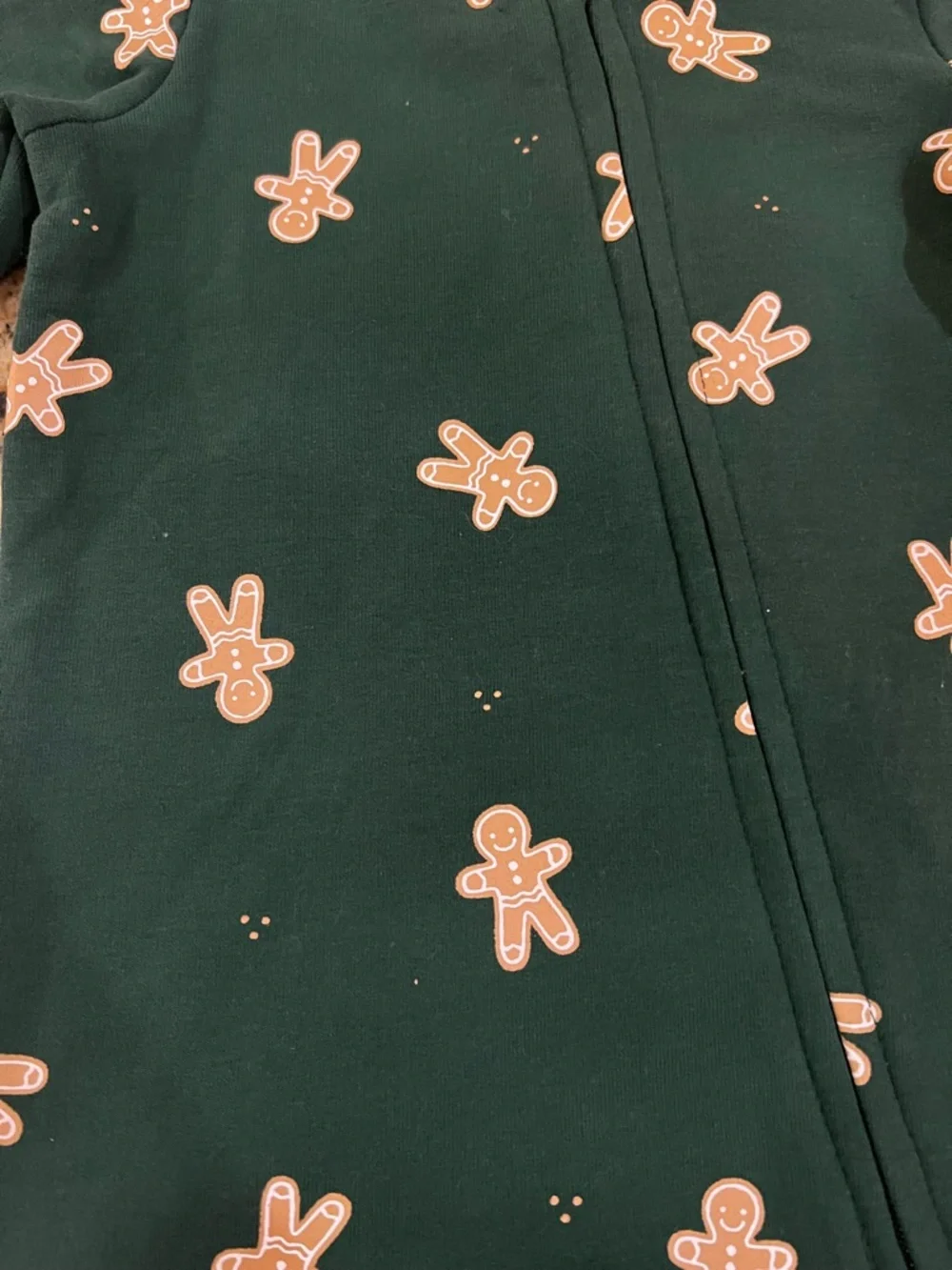 New - Petit Lem Dark Green Gingerbread Print One-Piece